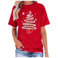 thumbnail image 1 of LUOGENLI T-shirts pour Femme pour Femmes Imprimé de Noël Col Rond T-Shirt pour Femmes Manches Courtes Haut Festif des Fêtes 4TG T-shirts pour Femmes T-shirts Graphiques T-shirts Fête de la Saint-Patrick Rouge P, 1 of 4