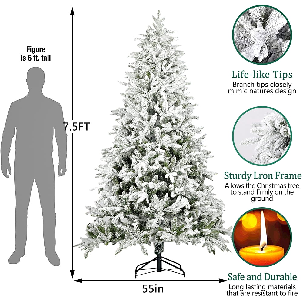 Segmart 7' Pine Artificial Christmas Tree, White Snow