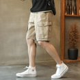 thumbnail image 4 of Pantalones cortos cargo para hombre, de algodón, estilo urbano, con bolsillo frontal, bermudas de verano para hombre, cintura elástica de lujo, pantalones cortos anchos Y2k para hombre, 4 of 5