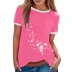 thumbnail image 1 of Gibobby Playera de Manga Corta con Cuello Redondo Camiseta manga corta con cuello redondo y estampado color informal para mujer(Rosa,XL), 1 of 4