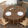 thumbnail image 3 of Brown Red Yellow Plaid Checkered Pattern Round Tablecloth 60"x60",Wrinkle Wipeable Table Cloth for Kitchen Dining Room Picnic Patio Party, 3 of 6