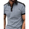 thumbnail image 2 of Frontwalk Men Summer Tops Button T Shirts Short Sleeve Polo Shirt Mens Slim Fit T-shirt Lapel Neck Tee Gray 3XL, 2 of 4
