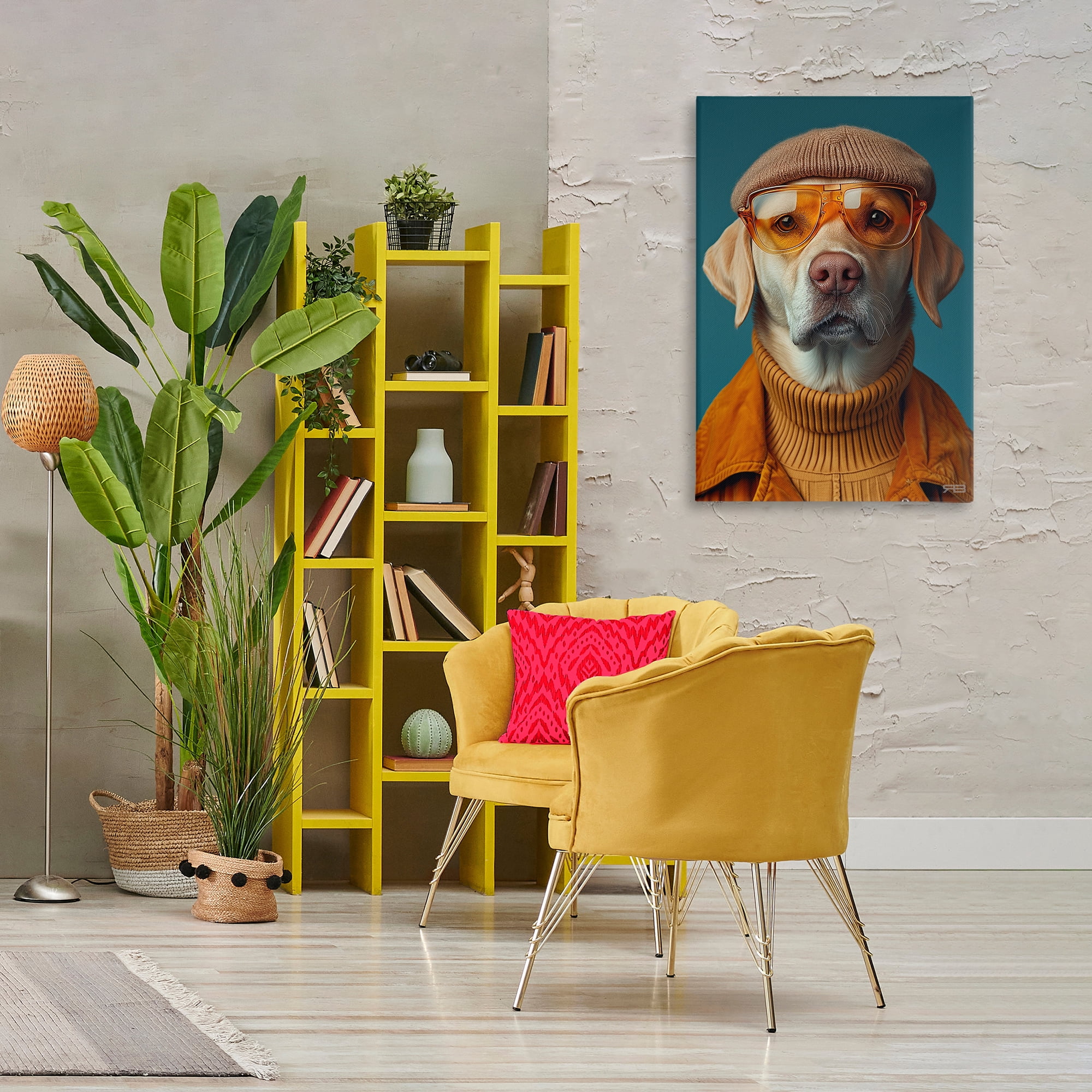 Stupell Industries Dog in Knit Fashion Animals & Insects Painting Gallery Wrapped Canvas Art Print Wall Art, 24 x 36