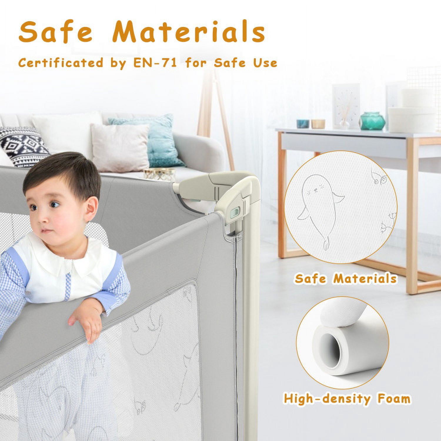 Spaco Bed Rail Guard for Toddlers Kid with Adjustable Height and Safety Lock-70 inch, Bed Rail for Queen, King, Twin, and Bunk Size Beds