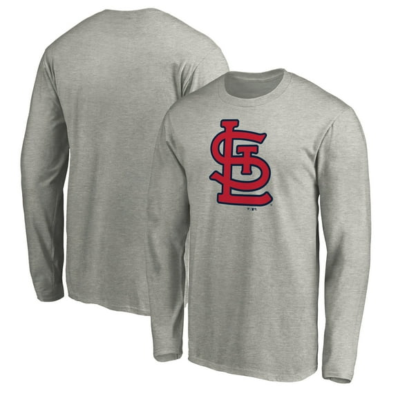 Men's Heather Gray St. Louis Cardinals Official Team Logo Long Sleeve T-Shirt