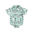 thumbnail image 1 of Fortune Infant Boy Cow Print Romper Baby Short Sleeve Button Up Shirt Bodysuit, 1 of 8