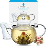 GROSCHE Monaco Glass Tea pot with infuser 1250 ml 42 fl. oz capacity. Glass Teapot with glass tea infuser