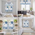 thumbnail image 6 of Flower Butterfly Blue Kitchen Curtains Sets for Windows 24 Inch Length, Spring Botanical Watercolor Floral Leaf Rod Pocket Window Treatments Tier Curtains and Valances Set for Bedroom/Bathroom, 6 of 8
