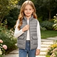 thumbnail image 5 of Girls Puffer Vest Kids Zip Up Padded Gilet Winter Quilted Jackets Fashion Outwear, 5 of 9