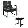 thumbnail image 4 of Topeakmart 3-piece Patio Set 2 Rattan Chairs & Table with Cushions, Black, 4 of 6