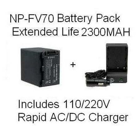 Sony NP-FV70 4 Hour Replacement Battery With AC/DC Rapid Battery Charger For The Sony DCR-SX44 DCR-SX63 DCR-SX83 DCR-SR68 DCR-SR88 SONY HDR-CX110 HDR-CX150 HDR-CX300 HDR-CX350 HDR-CX500V HDR-CX550V