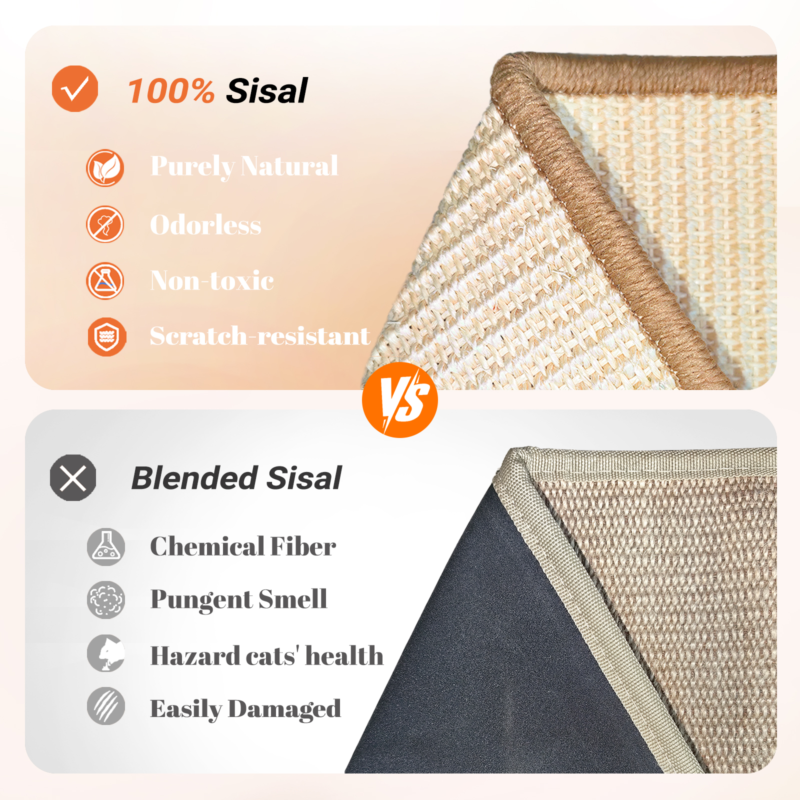 CheerPals Natural Sisal Cat Scratcher Ramp, Brown photo 2