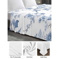 thumbnail image 6 of Blue White Spring Floral California King Size Flat Sheet, Wrinkleproof & Fadeproof Cooling Flat Bed Sheet Only, Summer Botanical Birds Breathable Soft Bedding Top Sheets 108 x 98 Inches, 6 of 8