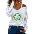 thumbnail image 2 of Lilgiuy Fashion Woman V-Neck Long Sleeve T-Shirt Autumn Happy Valentine's Day Printing Cold Shoulder Loose Blouse Tops for Beach Hawaiian Travel, 2 of 5