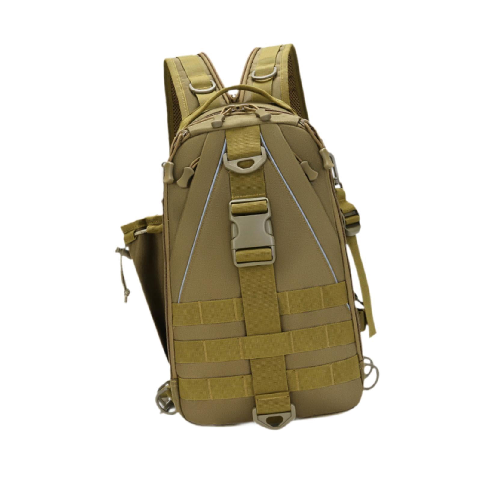 Wswqop Fishing Gear Bag Portable Fly Fishing Backpack Sling Rod Holder Breathable Fanny Green