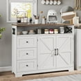 thumbnail image 1 of Veanerwood Farmhouse Buffet Cabinet with Drawers & Open Shelf, Sideboard with Storage, Kitchen Pantry Cabinet Hutch, Coffee Bar Station Cabinet for Kitchen, Dining Room, Livingroom, 47" L White, 1 of 7