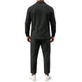 thumbnail image 3 of Delconic Mens Casual Cotton Linen Two Piece Set Long Sleeve Collared Pullover Top and Drawstring Straight Leg Pants Outfit Black S, 3 of 6