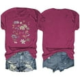 thumbnail image 3 of Camisetas de Verano de Mujer Pequeña Flor Impresa Cuello Redondo Manga Corta Superior, Verano Superior de las Mujeres, 3 of 4