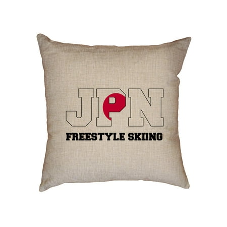 Japanese Freestyle Skiing - Winter Olympic - JPN Flag Decorative Linen Throw Cushion Pillow Case with