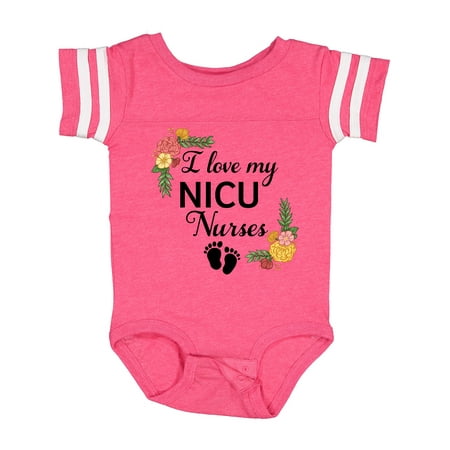 

Inktastic I Love My NICU Nurses with Baby Footprints and Flowers Gift Baby Boy or Baby Girl Bodysuit
