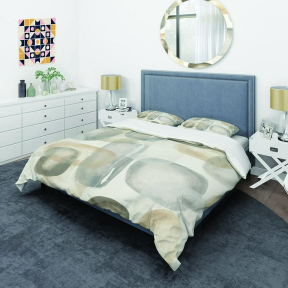 Designart 'Neutral Oval Grey Stones I' Glam Duvet Cover Set