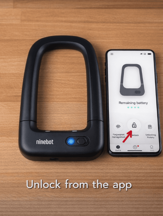 Ninebot Smart Fingerprint U-Lock - Anti-Cut and Anti-Theft, Supports Fingerprint, App, and Key Unlocking, Universal for Electric Scooters.