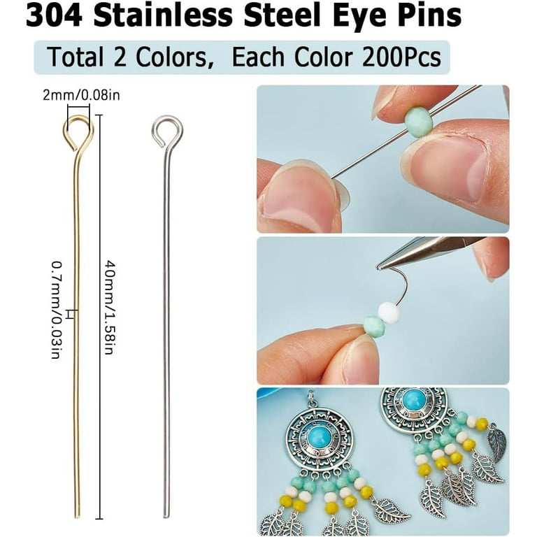 1 Box 400Pcs Earring Pins with Loop 40mm 304 Stainless Steel Eye Pin Jewelry Findings Pin Jewelry Pins Eye Pin Earring Pins for Jewelry Making