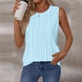 thumbnail image 5 of DeHolifer Womens Tank Tops Sleeveless Crewmeck Shirts Summer Loose Camisole Top Pleated Front Shirt Vacation Blouse Light Blue L, 5 of 8