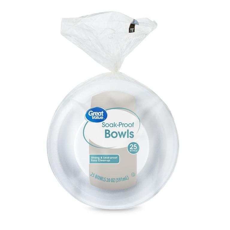 Great Value Everyday Disposable Foam Bowls, 20 oz, 25 Count