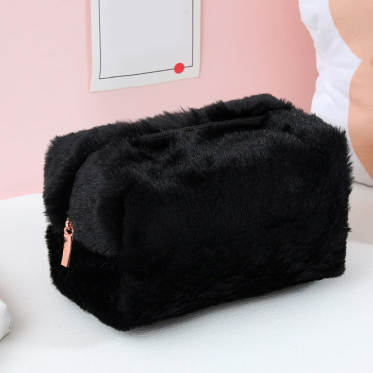 Fashion Cute Fur Makeup Bag for Women Zipper Large Solid Color Cosmetic Bag  Travel Make Up Toiletry Bag Washing Pouch - AliExpress