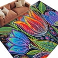 thumbnail image 2 of Abstract Tulip Flowers 6'x9' Area Rug for Living Room, Spring Colorful Floral Leaf Plant Non-Slip Floor Mat Rugs for Bedroom Dining Room, Indoor Large Carpet for Classroom, Nursery Rugs for Playroom, 2 of 9
