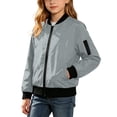 thumbnail image 4 of Lutiedan Girls Bomber Jacket Zip Up Waterproof Lightweight Windbreaker Jacket Casual Baggy Windproof Jacket with Pcoket Size 5-16, 4 of 10