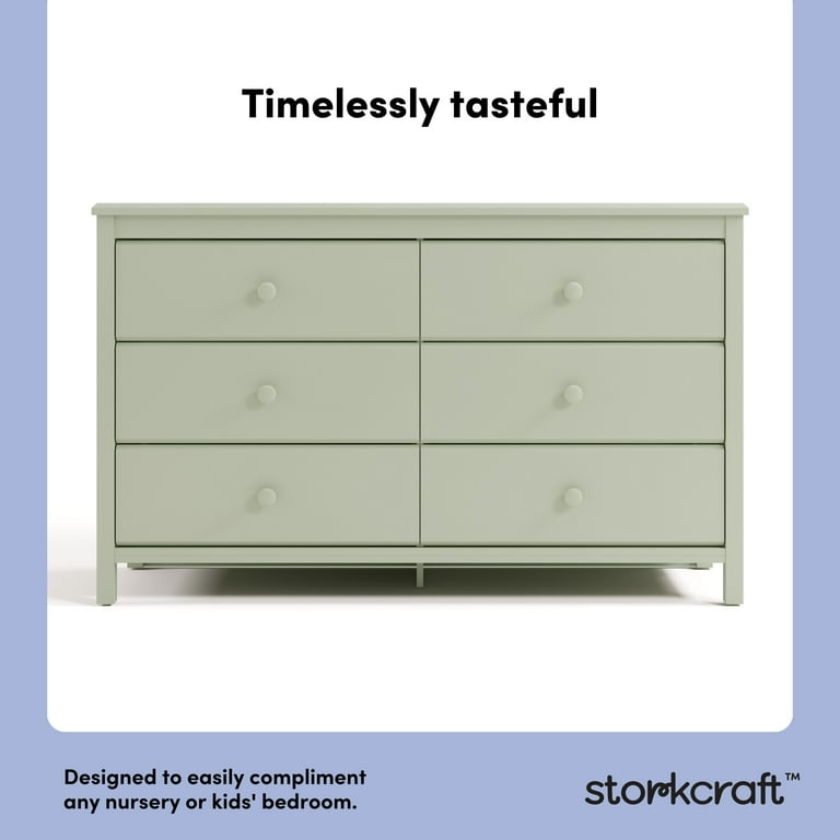Storkcraft Alpine 6 Drawer Nursery Double Dresser, Sage - Walmart.com