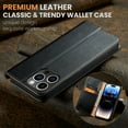 thumbnail image 4 of Wallet Case For iPhone 15 Pro Max,Case Wallet-High Quality Leather Magnetic Closure Case-RFID Blocking Card Holders-Shockproof TPU Shell Folio Cover Women Men For iPhone 15 Pro Max, Black, 4 of 7