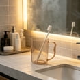 thumbnail image 4 of Transparent Toothbrush Mug,Lightweight Large Curved Handle Bathroom Rinsing Cup for Family Bathroom Washroom Dormroom, 4 of 6