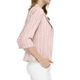 thumbnail image 4 of INSPIRE CHIC Women's Striped Blazer  3/4 Sleeves Casual Open Front Notched Lapel Blazer M Pink, 4 of 7