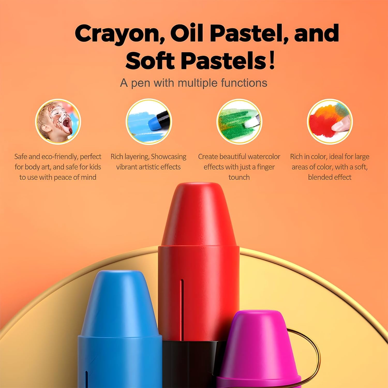 Silky Crayons, Non-Toxic Washable Crayonss, Ultra-Silky Easy-Grip Art Supplies
