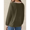thumbnail image 3 of Womens Long Sleeve Tops Fall Tops Casual Soft V Neck Oversized T Shirts Clothes Fashion Outfits  Green XL, 3 of 4