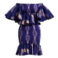 thumbnail image 2 of Bintarealwax African Two Piece Skirt Set for Women Kente Print Bodycon Off Shoulder Smocked Top and Skirts Outfits, 2 of 5