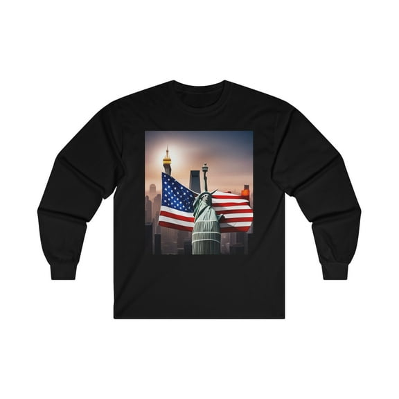 USA God Bless America, Statue of Liberty Unisex Ultra Cotton Long Sleeve