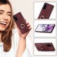 thumbnail image 4 of Compatible With Samsung Galaxy S20 Phone Case 360° Rotate Ring Holder[Hidden Kickstand] 2 Card Slots Shockproof Anti-Fingerprint Synthetic Leather Phone Case for Women or Men,Winered, 4 of 8