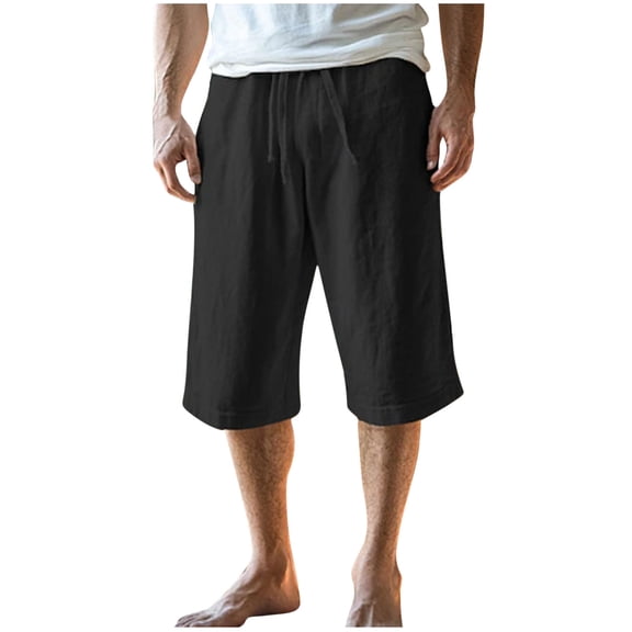Ashyfjp Mens Shorts Casual Solid Color Elastic Drawstring Waist Breathable Comfortable Summer Shorts Ideal for Vacation, Size S-3XL