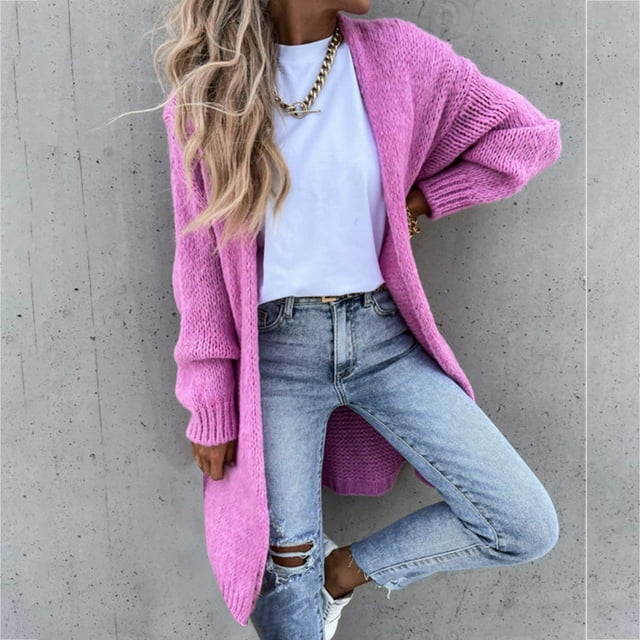 Styesk Cardigan Sweaters for Women Open Front Chunky Long Cardigans Casual Loose Fit Crochet Sweaters Versatile Solid Color Fall Outfits Comfy Long Sleeve Knit Cardigans
