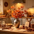 thumbnail image 6 of CuiLiyq 2Pcs Fall Maple Leaf Floral Stems, Artificial Orange Red Autumn Foliage Picks, Vase Filler Table Centerpiece, Kitchen Counter Decor, Thanksgiving Harvest Arrangement Supply, 6 of 6