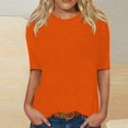 thumbnail image 2 of Womens 2026 Half Sleeve Tops Solid Color Summer Spring Tees Fashion Crewneck Blouse Loose Soft Trendy Clothing Dressy Lightweight Comfy Outfits Going Out Tops Ladies Fashion Trendy, 2 of 4