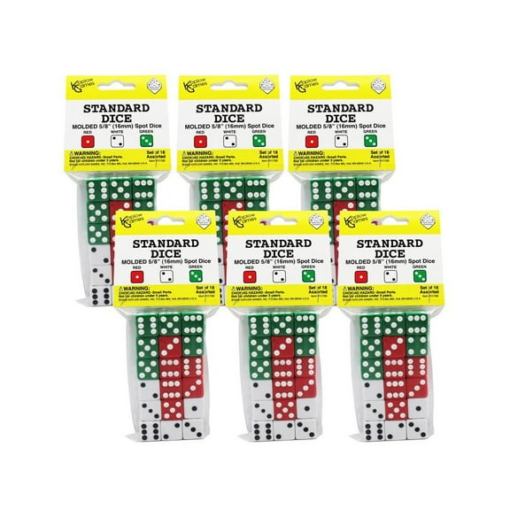 Koplow Games Dot Dice Set, 18 Per Pack, 6 Packs