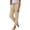 Khaki, variant on SBYOJLPB Cotton Linen Pants for Women Striped Print Drawstring Elastic Waist Straight Leg Casual Pants