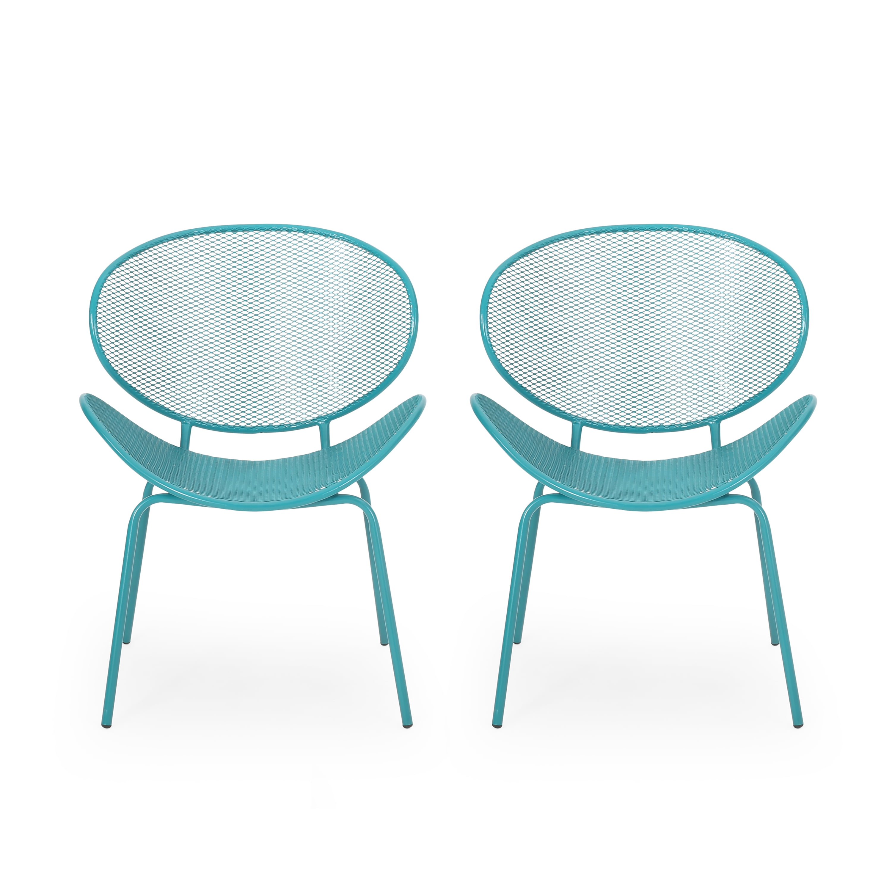 Outdoor Mesh Leisure Chair Set of 2, Shell Style Seats for Patio Garden, Taupe