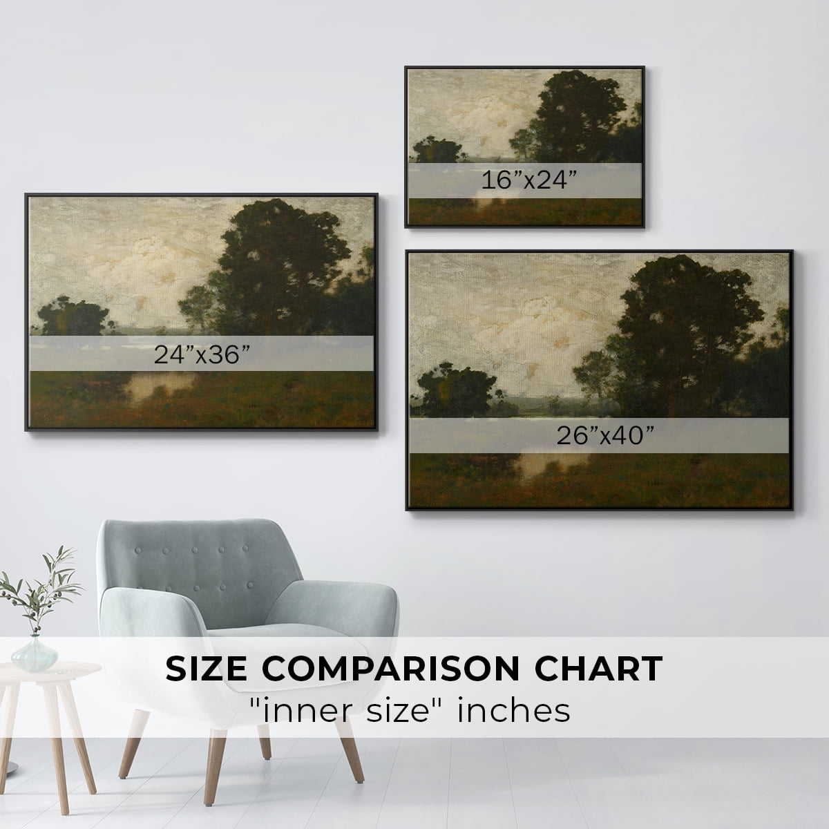 Vintage Landscape-MIV By Wexford Home Framed in Black Wood Gallery Wrapped Canvas 25 in. x 37 in.