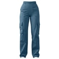 thumbnail image 4 of QIYAGBSA Cargo Pants for Women Elastic Waist Outdoor Pants with Pockets Soft Stretch Casual Fall (Sky Blue, 2XL), 4 of 9